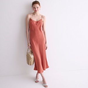 J Crew GWYNETH CUPRO-BLEND SLIP DRESS in Chimney